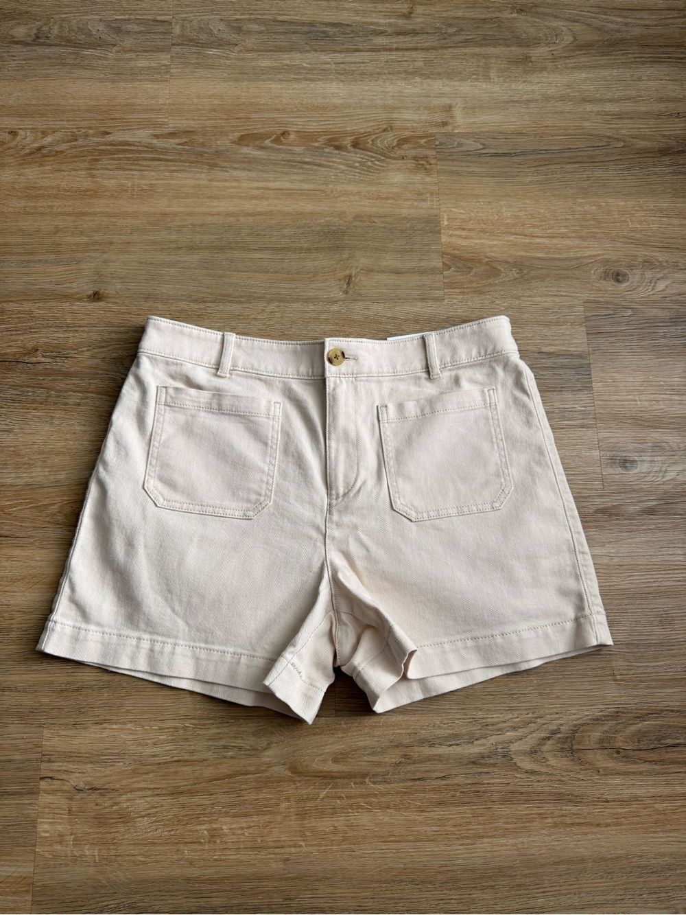 LOFT Cream High-Waist Casual Shorts